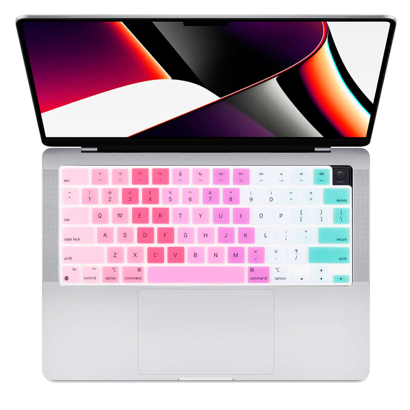 MMDW Silicone Keyboard Cover for MacBook 2023 15Air A2941/2023 Pro14 A2779/Pro16 A2780/2022 Air 13 M2 A2681/2021 Pro 14" 16" A2442 A2485 & MacBook Air/Pro Retina, 13-13.3" Notebook Rainbow