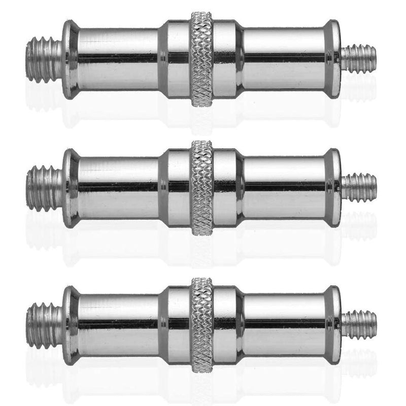 3 Pieces Standard 1/4 to 3/8 inch Metal Male Convertor Threaded Screw Adapter Spigot Stud for Studio Light Stand, Hotshoe/Coldshoe Adapter, Ball Head, Wireless Flash Receiver, Trigger