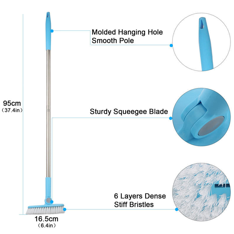 1 Piece Scalable Rotatable Long Extendable Handle Removable Tub/Bathroom/Tile/Scrub Brush Scrubber Telescopic Lightweight Alloy Handle Detachable (Blue) Blue