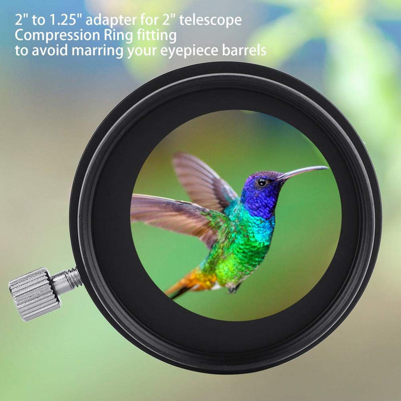 Bigking 2 to 1.25 Telescope Adapter,2" to 1.25" Telescope Eyepiece Mount Adapter Black Metal Accessories Adaptor