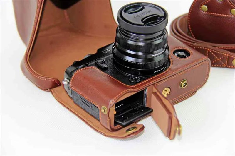 [AUSTRALIA] - X-Pro2 X-Pro 3 Case, BolinuUS Genuine Real Leather Camera Case Bag Cover for Fuji X-Pro2 Fujifilm X Pro2 X-Pro3 XPro3 with XF35mm Lens Bottom Opening Version + Neck Strap + Mini Storage Bag Brown 