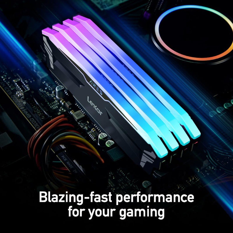 Lexar ARES RGB 16GB (2x8GB) DDR4 RAM 3600MT/s CL18 Desktop Memory, Compatible with Intel XMP 2.0 and AMD Ryzen (Black) LD4BU008G-R3600GDLA 3600 16GB Kit (2x8GB)