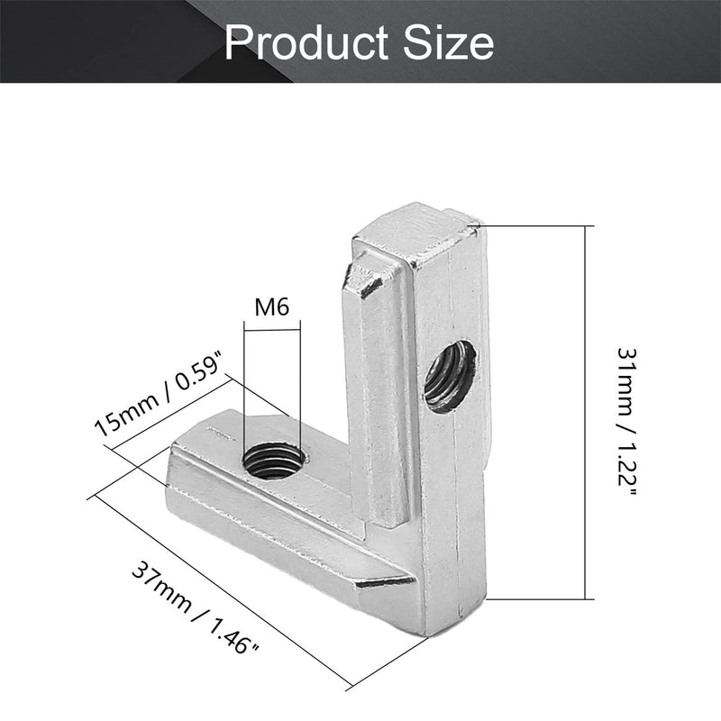 MroMax Internal Joint Bracket 1.46" x 1.22" (L x H), Internal Angle Connector 30 Series for Aluminum Extrusion Profiles, Silver 10 PCS (with Set Screw)
