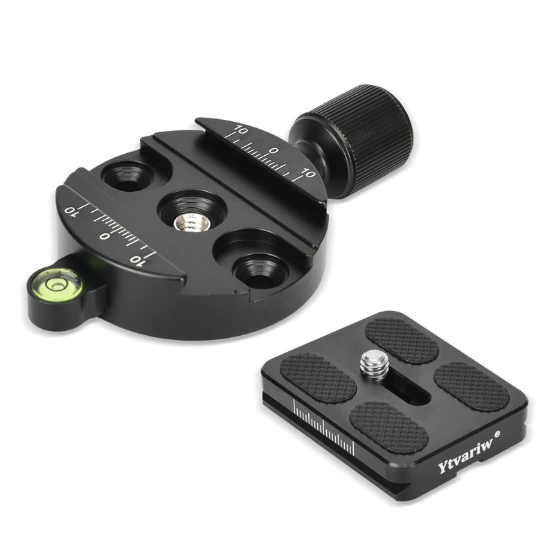 55mm Universal Screw Knob Clamp with 50mm Quick Release Plate with Bubble Level,for Tripod Head Monopod,Ytvariw