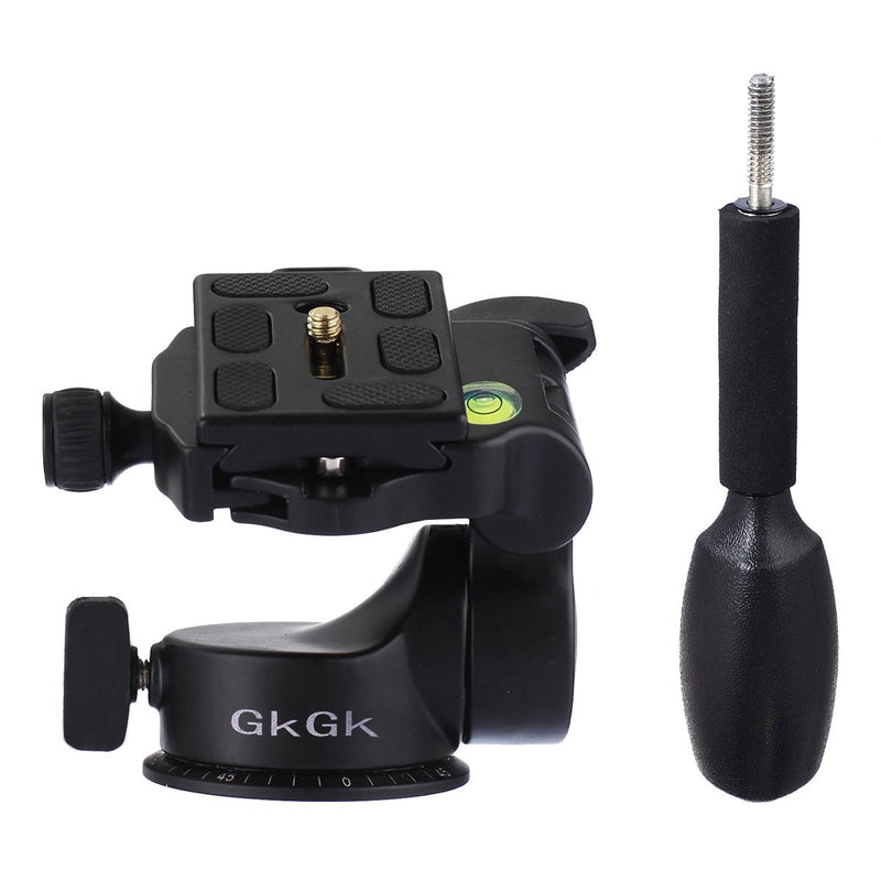 GkGk G06 Tripod Pan Head, 360 Degrees Smooth Rotation Hydraulic Damping Three-Dimensional Aluminum Alloy Tilt Head with Quick Release Plate for Tripod, Monopod, Slider, DSLR Camera, Camcorder