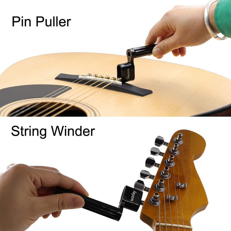 Rayzm Guitar String Winder/Bridge Pin Extractor, Guitar String Cutter/Pin Puller, 6 Pcs Celluloid Guitar Picks Plectrums, 30 cm Micro-Fiber Polish Cloth for Musical Instruments 4GC