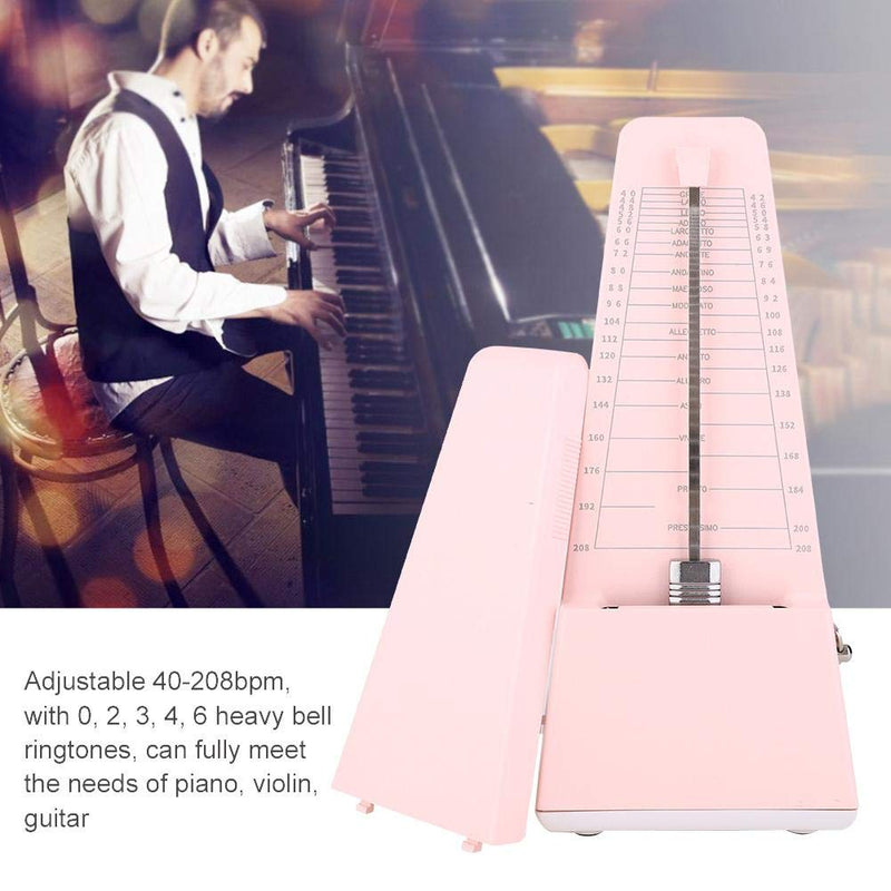 Accurate Metal Mechanical Metronome Instruments Metronome Musical Instrument Accessories for Piano,Guitar, Drums, Violin, Instrument General-Purpose(Pink) Pink