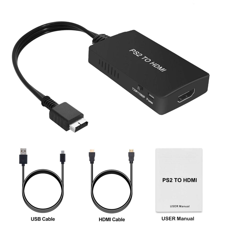 PS2 to HDMI Converter, PS2 to HDMI Cable Support 1080P/720P, Composite to HDMI Works for PS1/2