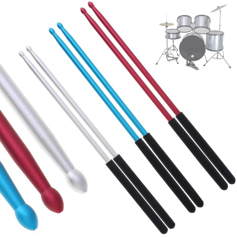 YiPaiSi 5A Aluminum Sticks Drumsticks, Aluminium Drum Sticks, Alu DrumStick, Studio Drumsticks Music Tool, Band Drum Sticks for Jazz Drum and Dumb Drum Pad (Red)