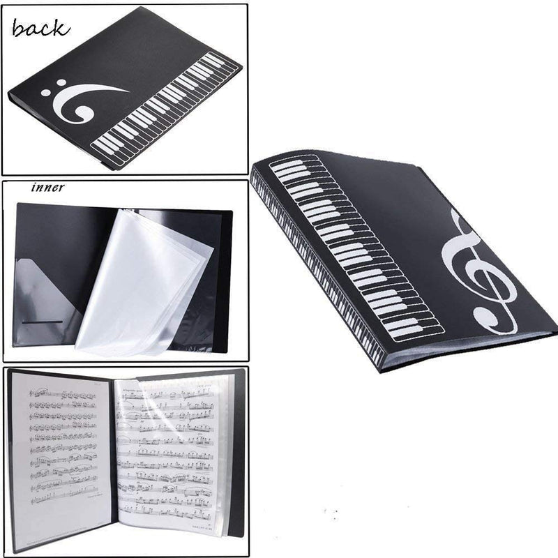 [AUSTRALIA] - LYTIVAGEN A4 Size Music Folder Piano Music Score Folder Waterproof Music File Folder 40 Pockets Sheet Storage Folder Music Sheet Folder for Sheet Music Choir Chorus Piano Sheet Music Folder (Black) 