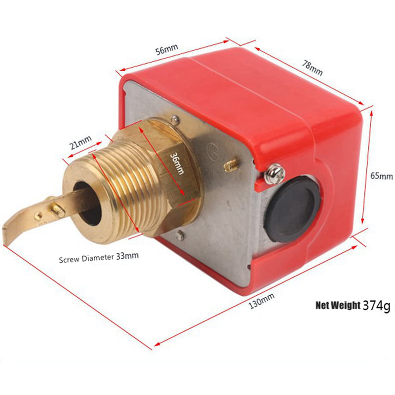 Water Flow Switch, PDT R3/4 Liquid Water Oil Sensor Control Automatic Paddle Type Flow Switch 15A 250V IP54, HFS-20 Target Flow Controller, Controls Flow in Pipes