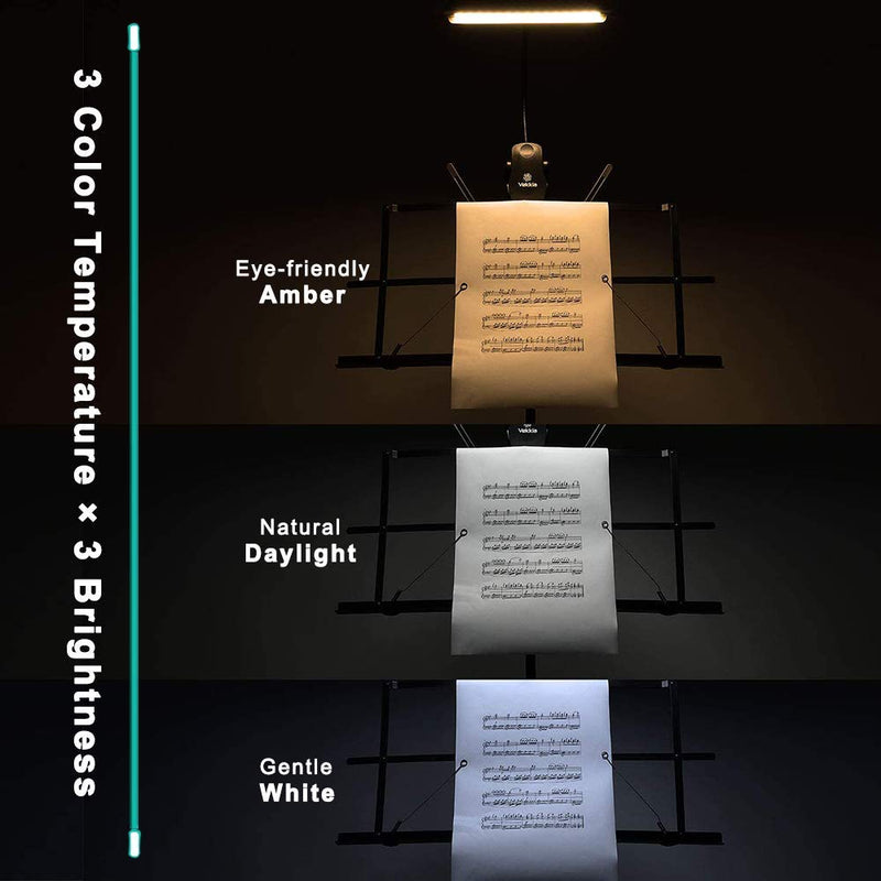 [AUSTRALIA] - Professional Musician 3000K-6000K Super Bright 19 LED Music Stand Light, Clip On Orchestra Piano Lights, 9 Levels Dimmable Rechargeable. Perfect for Piano, Orchestra, Craft. USB Cord Incl. Black 