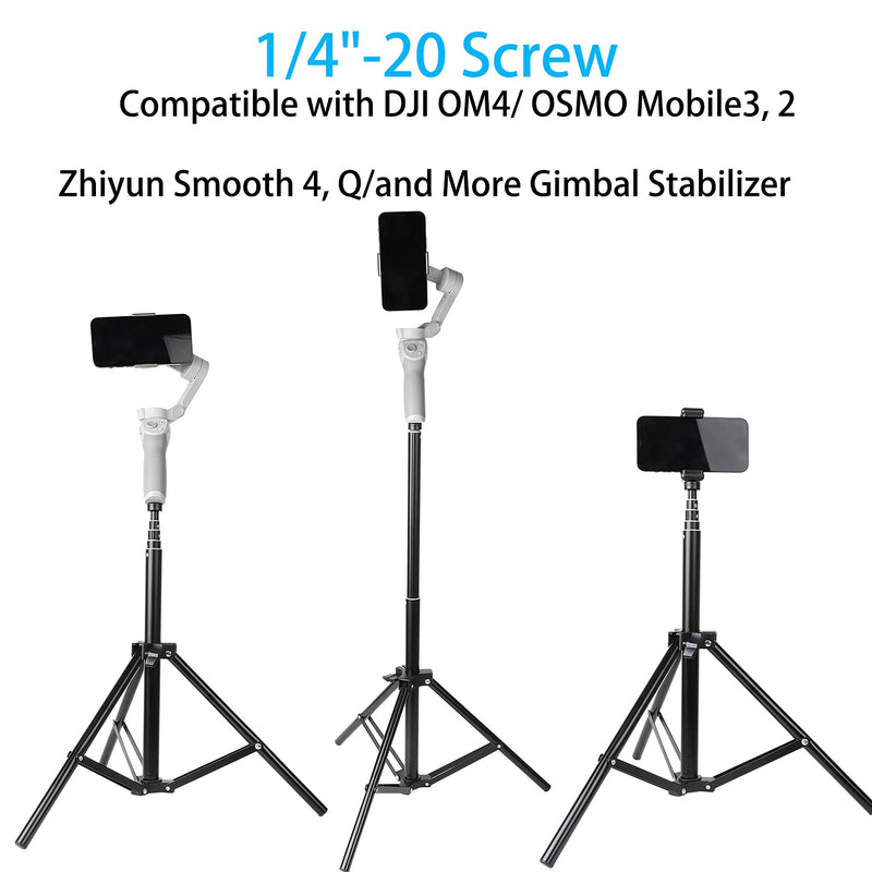 PellKing 2in1 Tripod Extension Rod 59in Adjustable Selfie Stick with Phone Clip for DJI OM4 5/Osmo Mobile 3 2/Feiyu Zhiyun and More Hand Held Gimbal Stabilizer Accessories