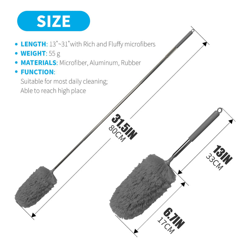 TIMIVO Microfiber Duster for Cleaning, Dusters with Extension Pole, Washable Microfibre Cleaning Tool. 2Pcs Mini Dusters for Cleaning Office, Car, Computer, Window, Air Condition (2PACK) 2PACK