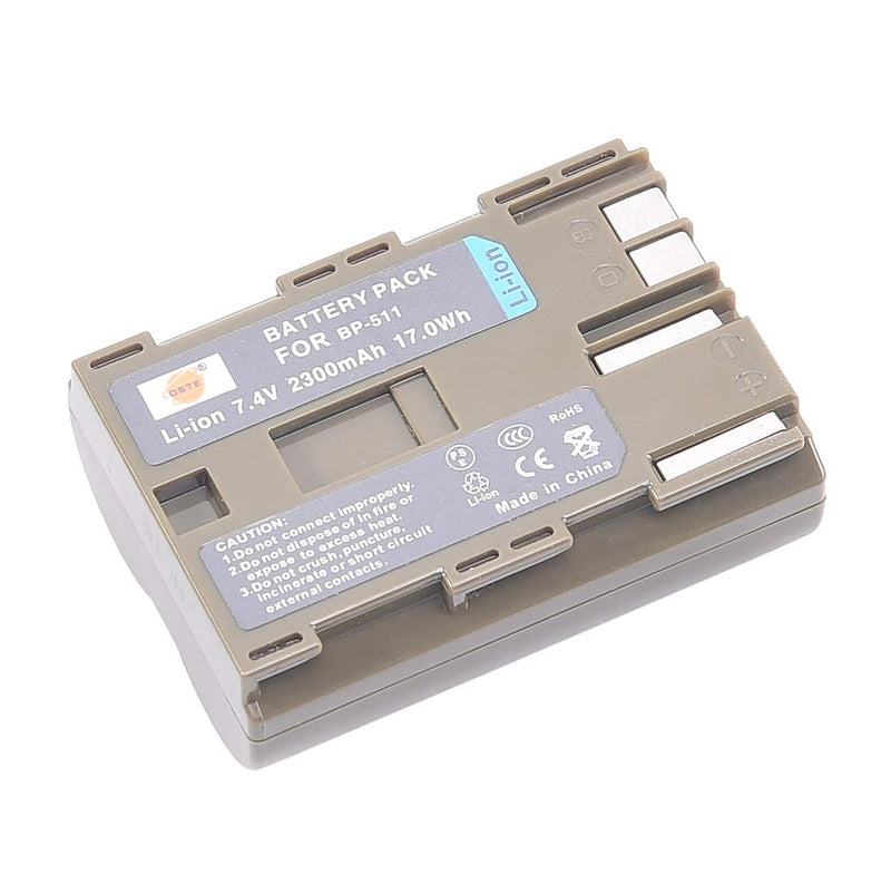 [AUSTRALIA] - DSTE Replacement for 2X BP-511 + Dual LCD Battery Charger Compatible Canon EOS 300D 50D D30 D60 Digital Rebel Kiss DM-MV100X 100Xi 400 430 450 X1i with Type-C and Micro-USB Port as BP-511A 