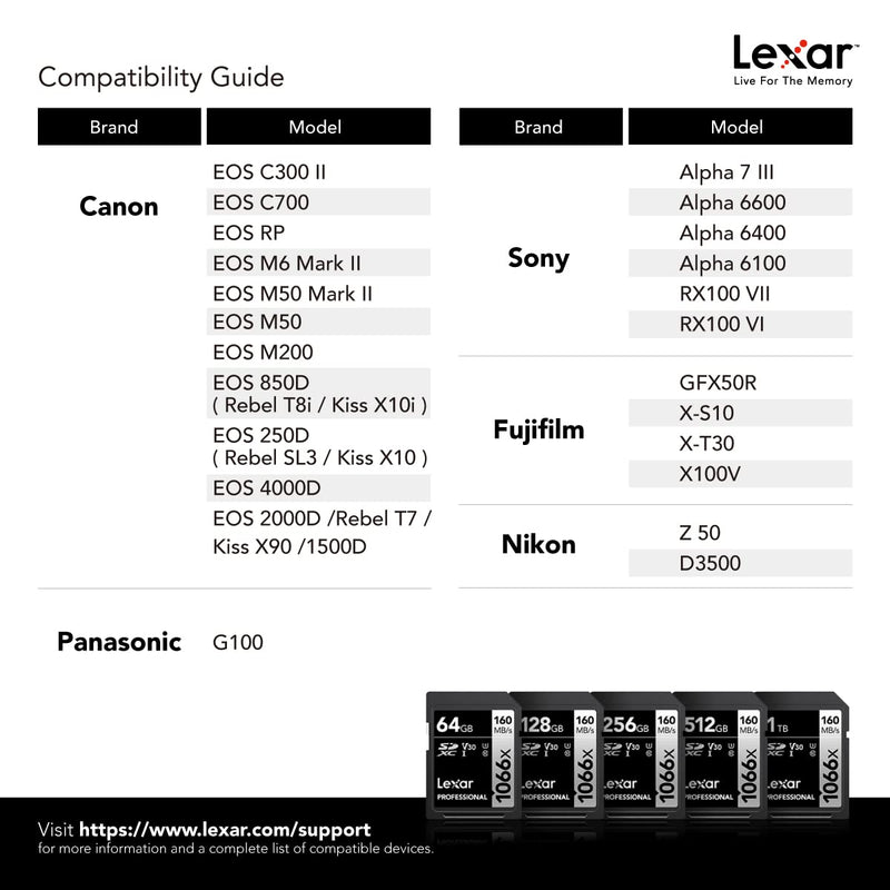 Lexar Professional 1066x 128GB SDXC UHS-I Card Silver Series, Up to 160MB/s Read, for DSLR and Mirrorless Cameras (LSD1066128G-BNNNU)