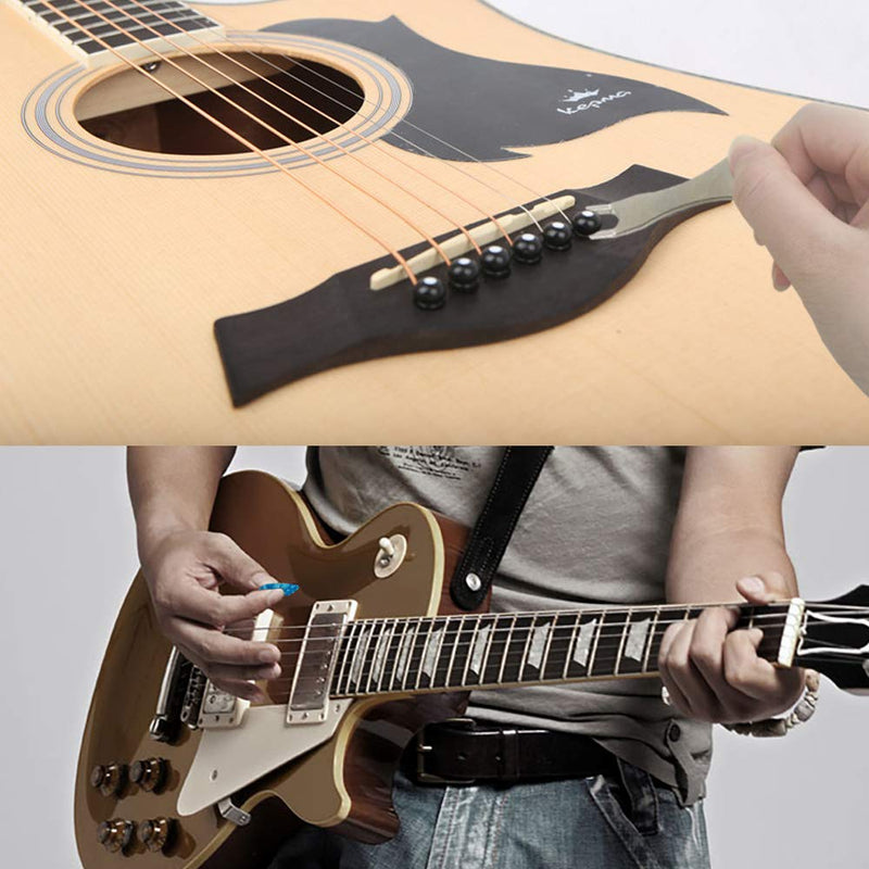 12 Pack Guitar Bridge Pins, YuCool Guitar Bridge Pins with Removal tool+6 Guitar Picks-Black+White