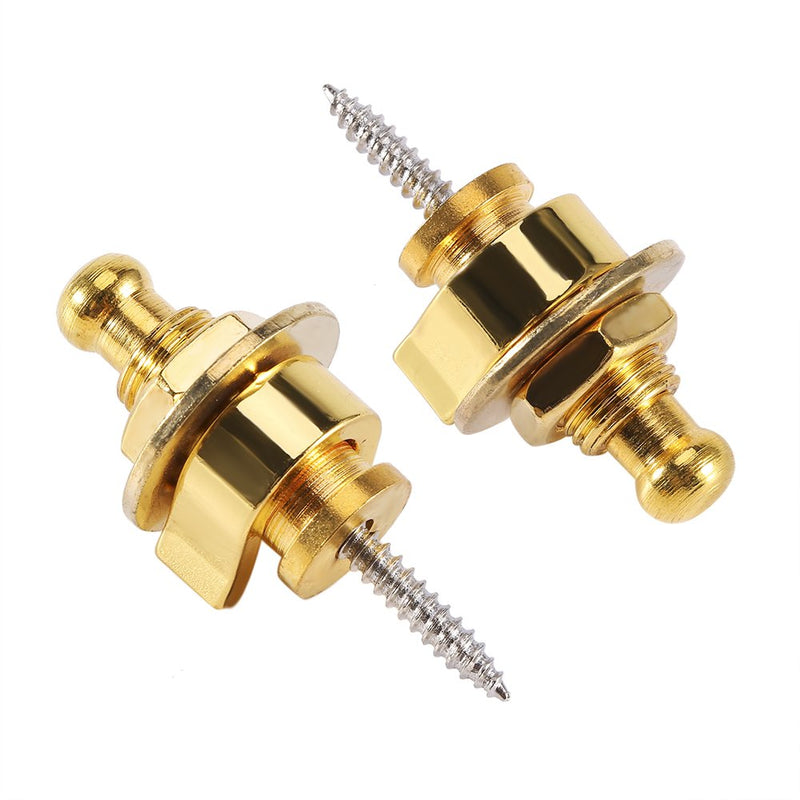 10Pcs Round Head Strap Locks and buttons Guitar Bass Schaller-Style Security Straplocks (Golden) Golden