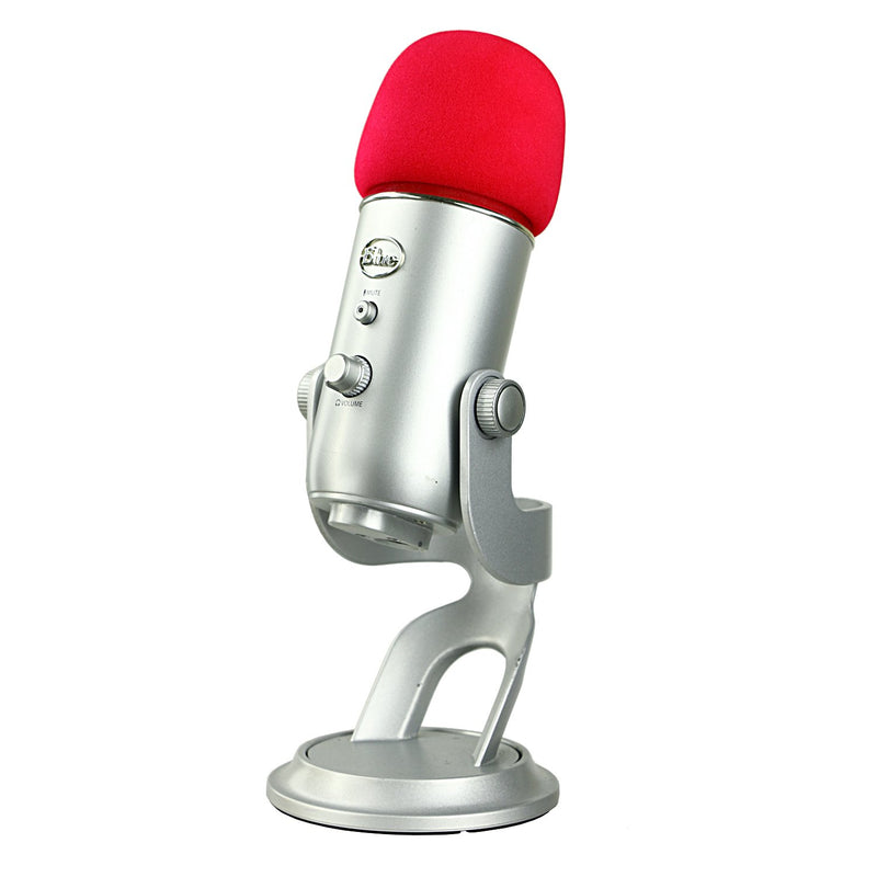 YOUSHARES Foam Microphone Windscreen - Large Size Microphone Cover for Blue Yeti, Yeti Pro, MXL, Audio Technica and Other Large Microphones (Red) Red Foam