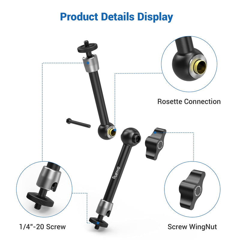 SMALLRIG 9.5 inch Adjustable Articulating Magic Arm with Both 1/4" Thread Screw for LCD Monitor/LED Lights - 2066