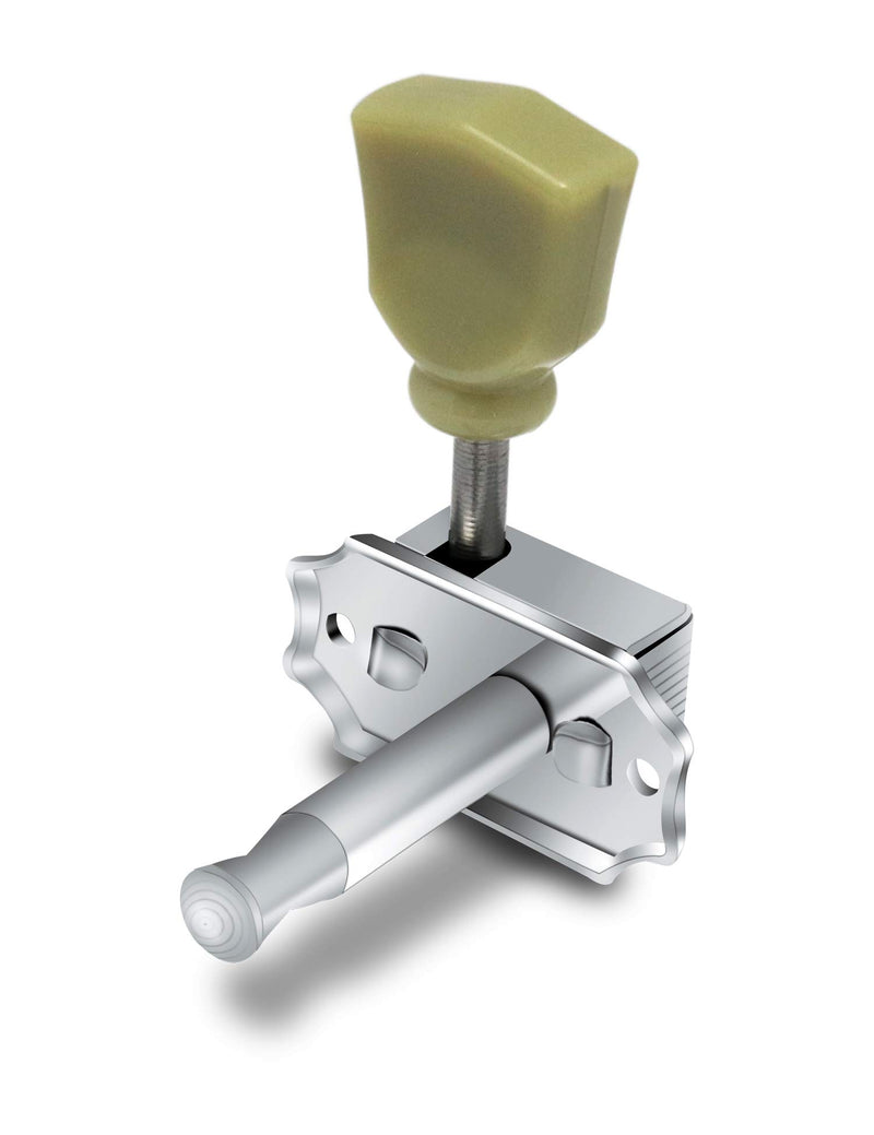 Metallor Vintage Guitar String Tuning Pegs Tuning Machines Tuning Keys Machines Heads Tuners Compatible with Les Paul LP SG Style Electric Guitar 3 Left 3 Right, Chrome with Tulip Button.