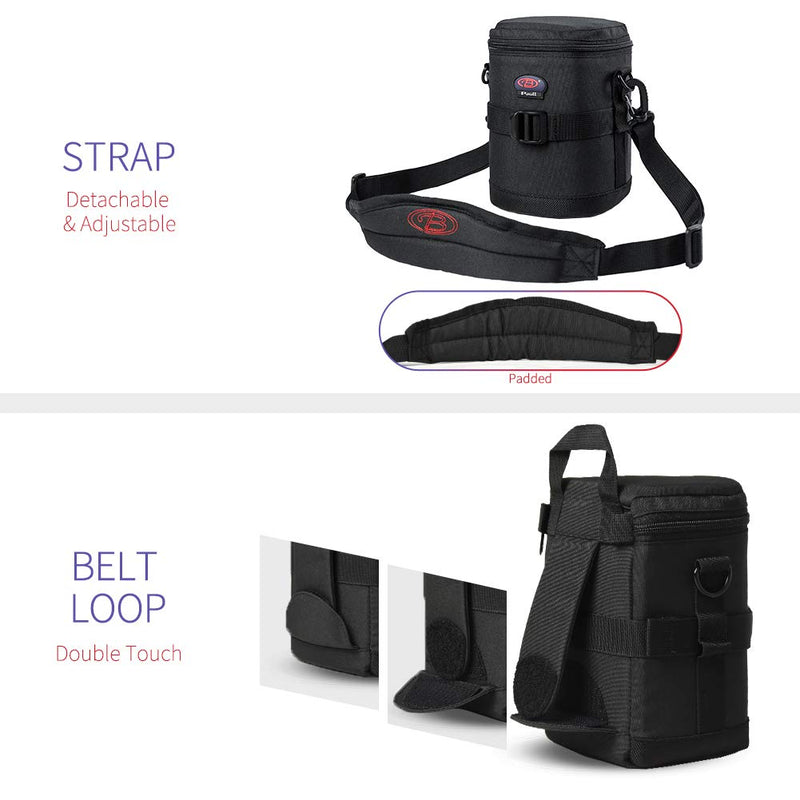 Camera Lens Case DSLR Camera Lens Bag Fits for Canon Nikon Pentax Sony Olympus Panasonic and Other Camera Lens BL-007