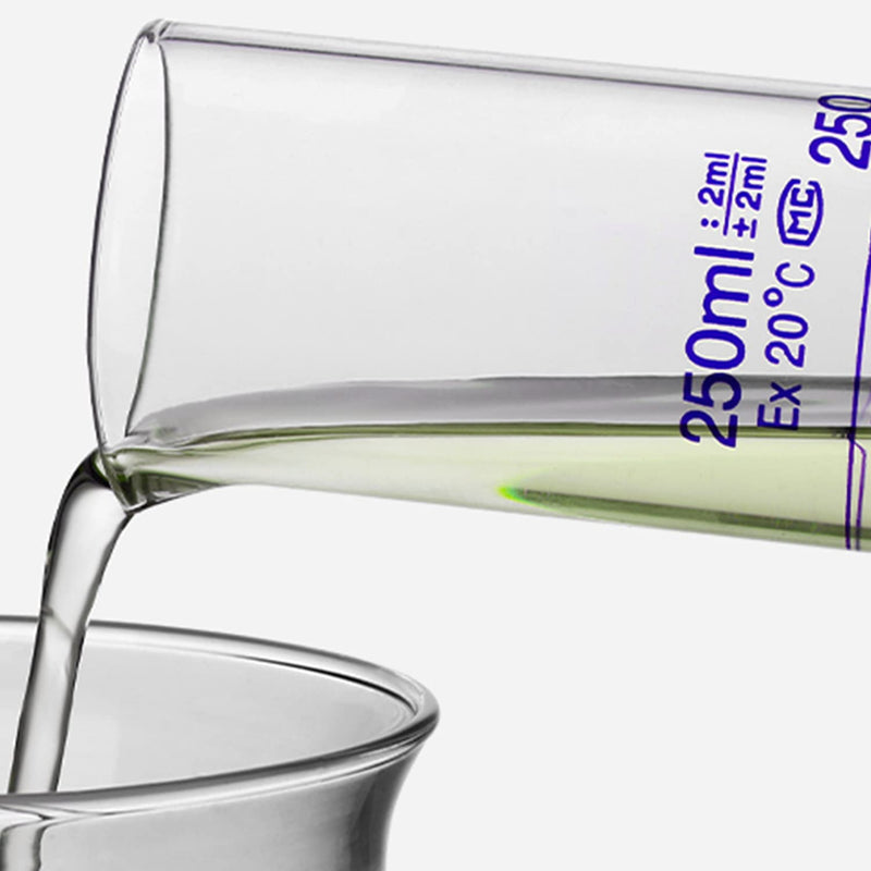 Thick Glass Graduated Cylinder Measuring Liquid Lab Hexagon Base Cylinders Come with Cylinder Brush (Glass, 25ML)