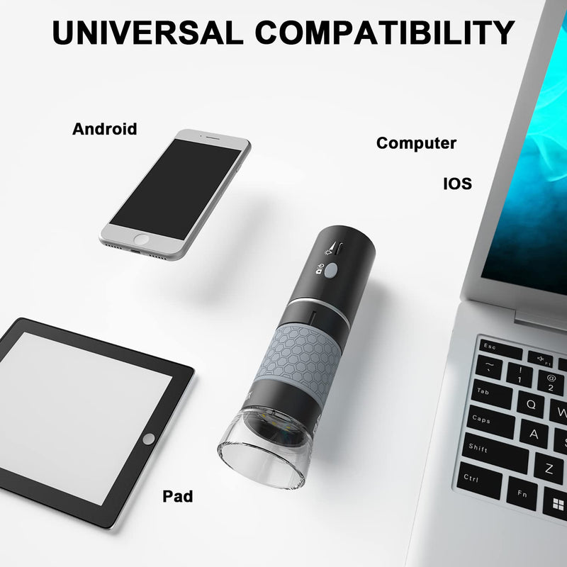 Bysameyee USB Microscope, Digital Handheld 40X-1000X Magnification Endoscope Mini Video Camera with 8 Adjustable LED Lights, Compatible with Windows 7/8/10/11 Mac Linux Android (Wireless Microscope)