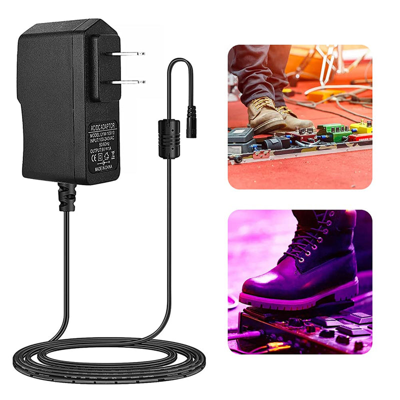Guitar Pedal Power Supply Adapter 9V DC 850mA with Tip Negative 5 Way Daisy Chain Cables for Effect Pedals, Professional Accessories(size:Black)