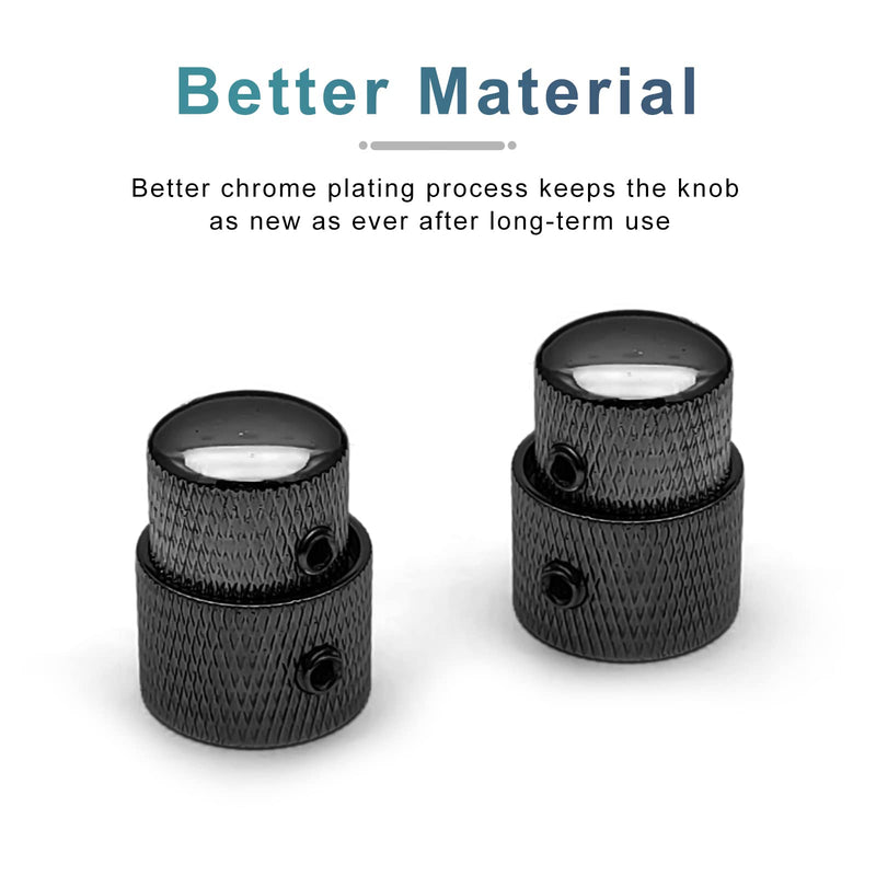SAPHUE Guitar Dual Concentric Stacked Control Knobs Sets Metal with Wrench Replacement for Electric Guitar Bass 2 Sets Black