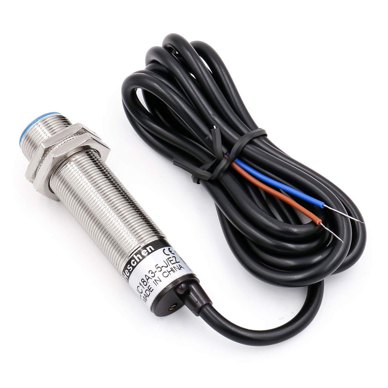 Heschen M18 Capacitive Proximity Sensor Switch Shield Type LJC18A3-5-J/EZ Detection 1-5mm 90-250VAC 400mA Normally Open(NO) 2 Wires