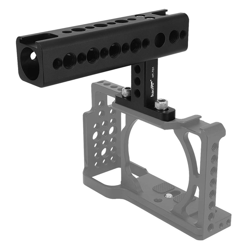 Haoge HT-T01 Top Handle Grip with 1/4 3/8 Screw Holes and Cold Shoe Mount for Camera Cages