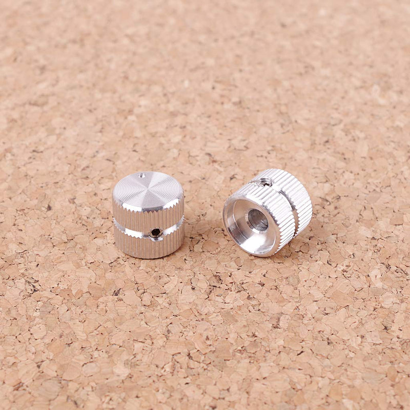 Alnicov 2Pcs Guitar Metal Flat Top Control Knobs,Tone Volume Control Knobs 6mm Diameter Shaft Dome Style For Electric Guitars Bass Silver