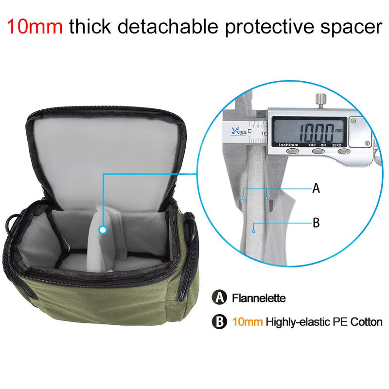CADeN Compact Camera Shoulder Crossbody Bag Case Compatible for Nikon, Canon, Sony SLR/DSLR Mirrorless Cameras and Lenses Waterproof Green Small