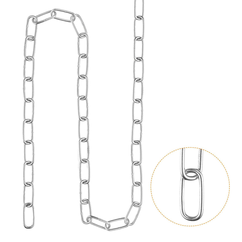 uxcell Proof Coil Chain 6 Meter 1.2mm Thick 17Lbs Load Capacity, Zinc Plated 304 Stainless Steel for Clothes Hanging Guardrail