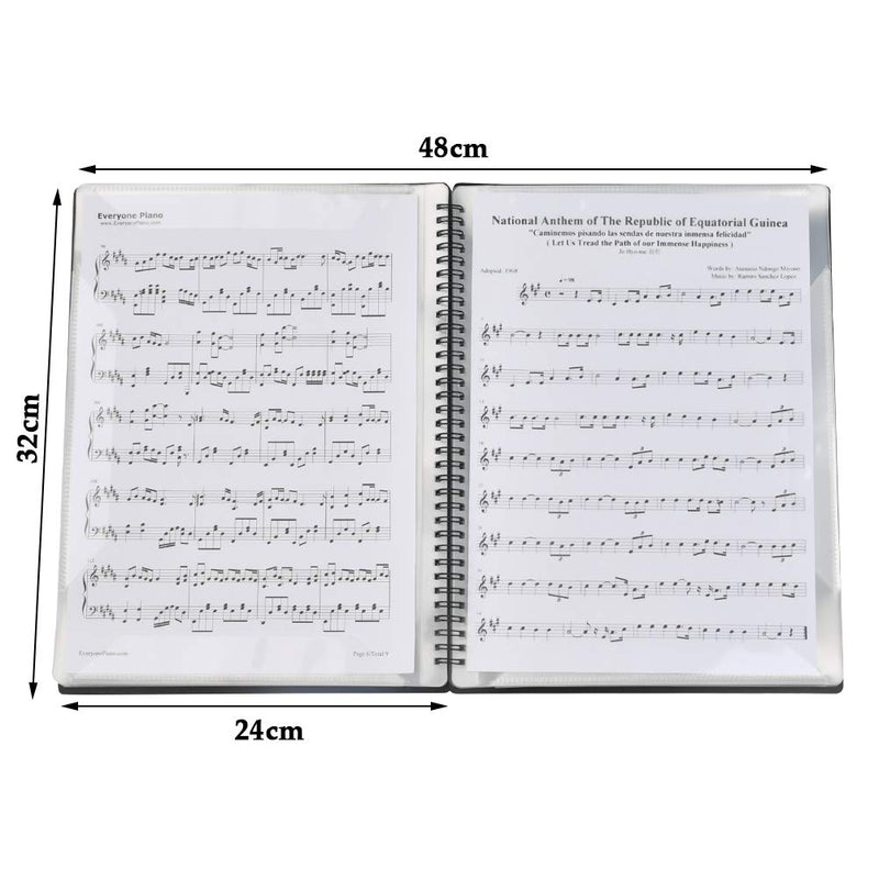 YOTINO Music Sheet File Paper Storage Folder Writable，A4 Size, 30 Sleeves, 60 Pages, A4 Letter Size Double Side Sheet Music Folder File for Holding Sheet Music and Files Etc (BLACK)