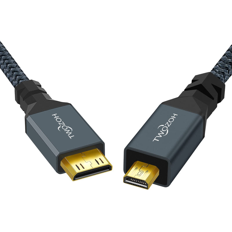 Twozoh Micro HDMI to Mini HDMI Cable, Mini HDMI Male to Micro HDMI Male Cable, Micro HDMI Type D Male to Mini HDMI Type C Male Cable Support 3D/4K 1080p 1.6Ft