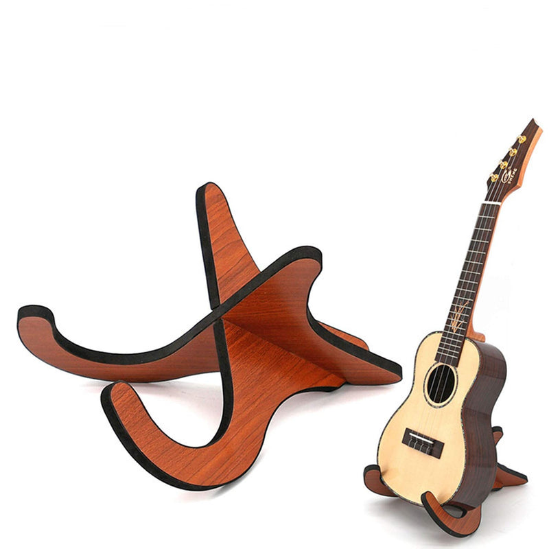 Wooden Ukulele Stand, Violin Floor Stand With Bow Holder, Wood Music Foldable Electric Guitar Stand, Suitable For Violin, Uke And Electric Guitar