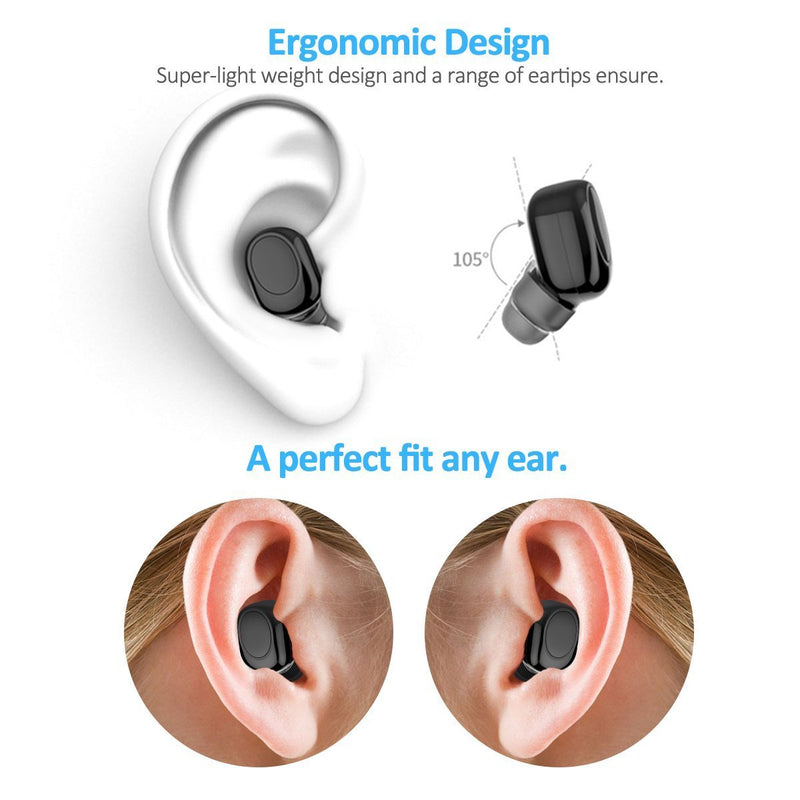 Mini Wireless Earbud Single Bluetooth Earpieces for Cell Phones PC Invisible Smallest Earbuds Handsfree Car Bluetooth Headphones Headset Earphones with Mic 6 Hours Playtime Magnetic Charging