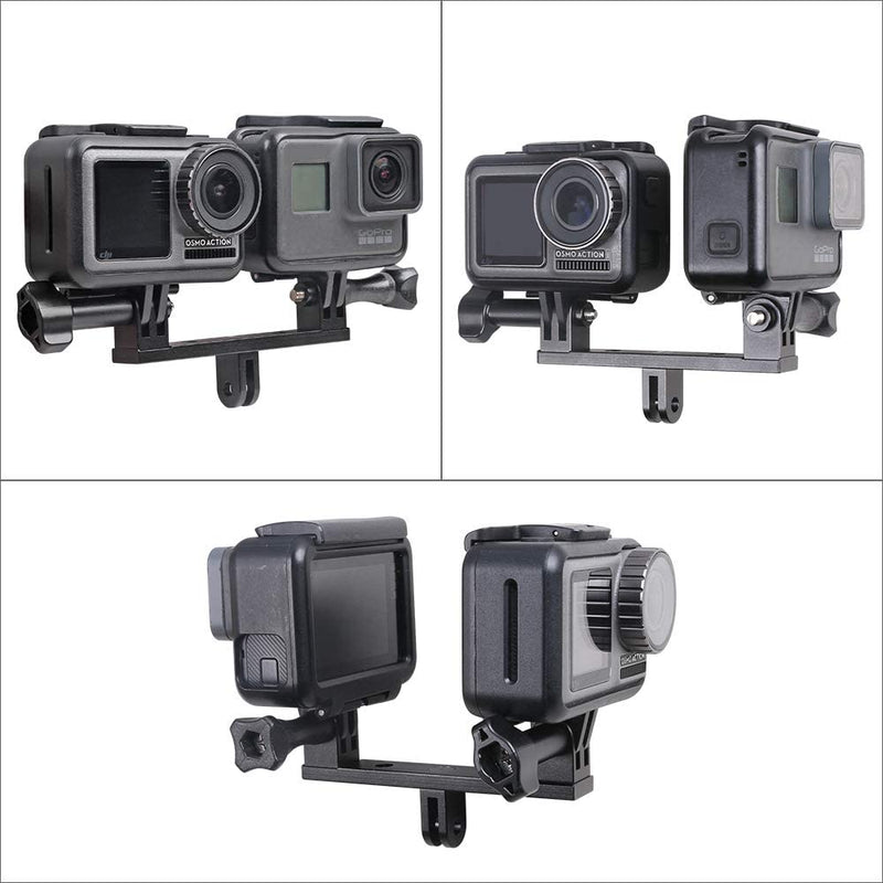 SUREWO Aluminum Dual Mount,Twin Adapter Mount Compatible with GoPro Hero 10 9 8 7 6 5 Black,APEMAN/AKASO/DJI Omso Action and More