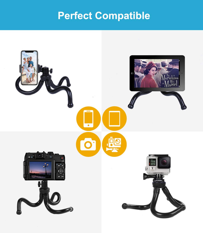 Flexible Phone Tripod, Outdoor Travel GoPro Tripod with Bluetooth Remote, Flexible Wrappable Smartphone Mini Stand for iPhone 12 11 Pro X Xs Max 8 7 Plus, Samsung S20 S10 S9 S8 Android DSLR Camera