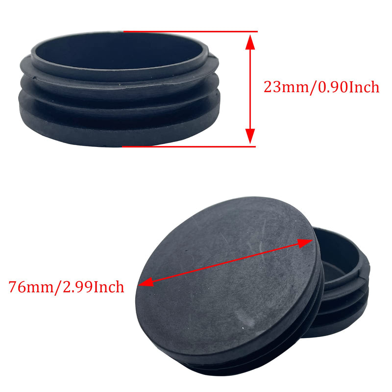 76mm Black Round Plastic Pipe Plug,Round Black Plastic End Cap,Pipe Tubing End Cap,for Round Tube Furniture Finishing Plug(12 Pcs) 76mm