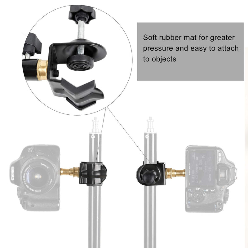 Heavy Duty Metal Clamp Copper Plated Holder Double U Clip Dual C Clamp Type Bracket Mount for Photo Studio Light Stand, Photography Reflector, Photo Boom Stand, Background Support, Cross Bars and Ect Double C Clamp