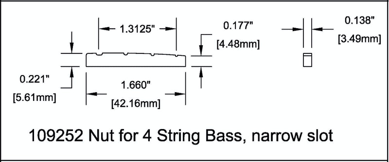 Nut Bone 4 String Bass 42mm 1 21/32" Narrow Slot RH