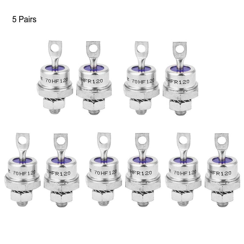 Rectifier Diode 5Pcs 70HFR120 5Pcs 70HF120 Spiral Rectifier Module Forward/Reverse Polarity Rectifier for Charging Batteries and Converter