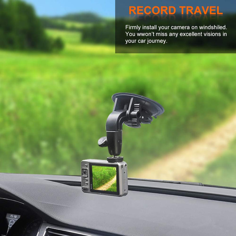 Camera Car Windshield Suction Cup Mount for GoPro, EXSHOW 360 Rotation Heavy Duty Window Holder with 1/4-20 Thread for GoPro Hero 10 9 8 7 6 5 4 SJCAM Canon g7x Vlogging DSLR and Other Action Camera