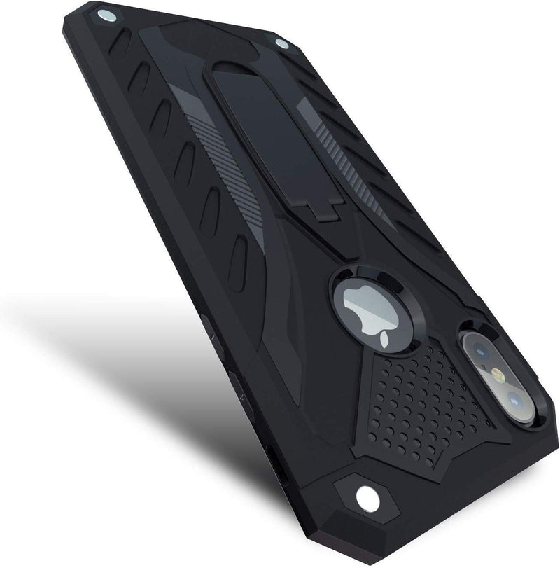 Kitoo Designed for iPhone Xs Max Case with Kickstand, Military Grade 12ft. Drop Tested - Black Black -Xmax