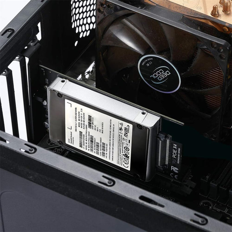 [AUSTRALIA] - Cablecc PCI-E 4.0 X1 to U.2/U.3 SFF-8639 Host Adapter for PM1735 NVMe PCIe SSD Black 1X to U.2+U.3 Adapter 