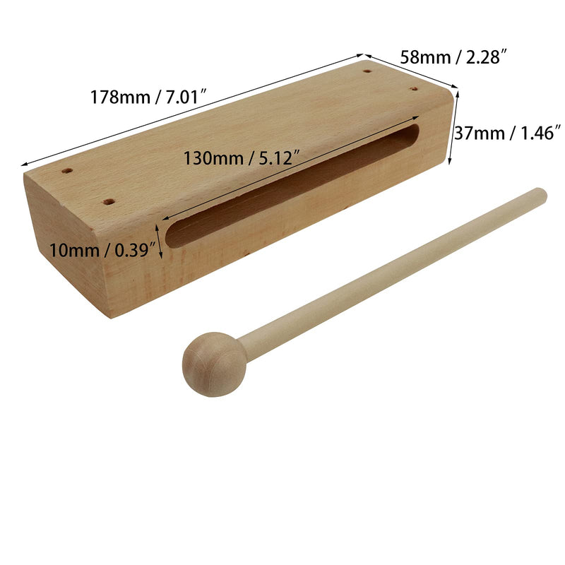 Risbay Wooden Block with Mallet Percussion Instrument Solid Music Teaching Clapper Rhythm Blocks