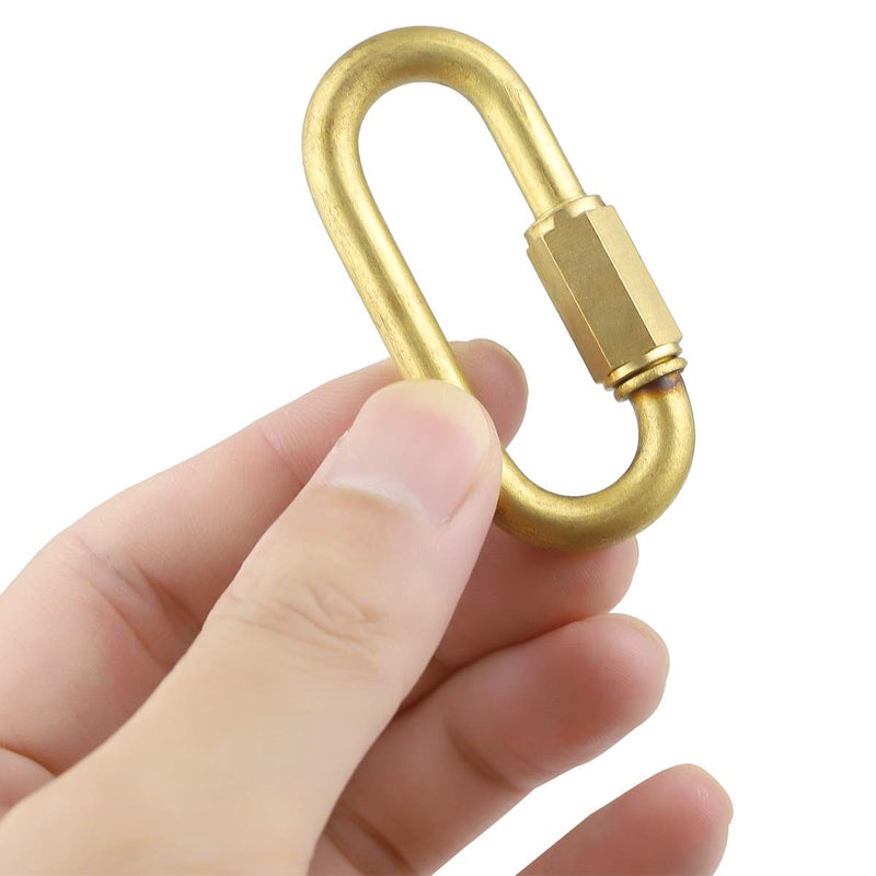 BNYZWOT Brass Quick Links D Shape Locking Quick Chain Repair Links M6 1/4 inch Pack of 10